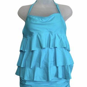 Island Escape | Sz 12 L Blue Tiered Bandini Ruffled Skirtini 2 Piece Swimset